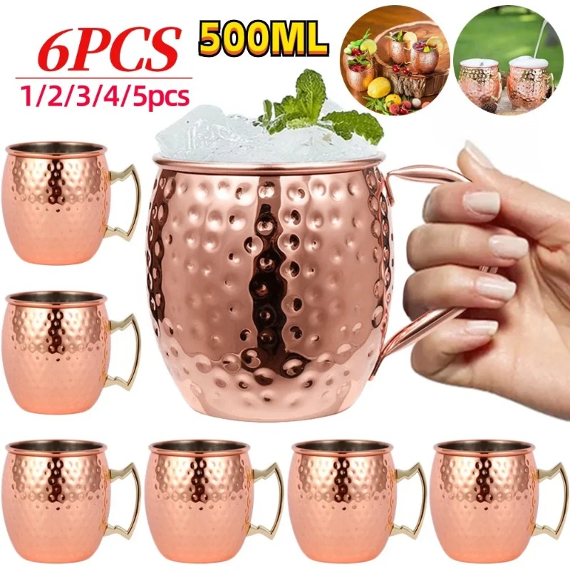 Copper Cocktail Mug - Conjunto de 1-6 Canecas de Coquetel