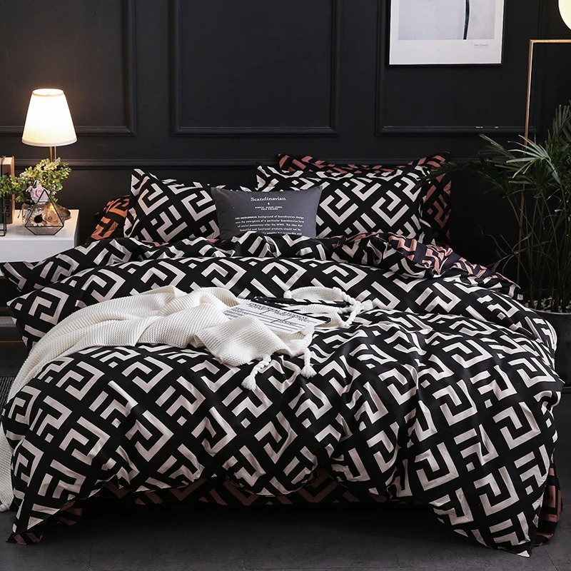Linen Duvet Cover - Luxo cama Comforter Set com Pillow