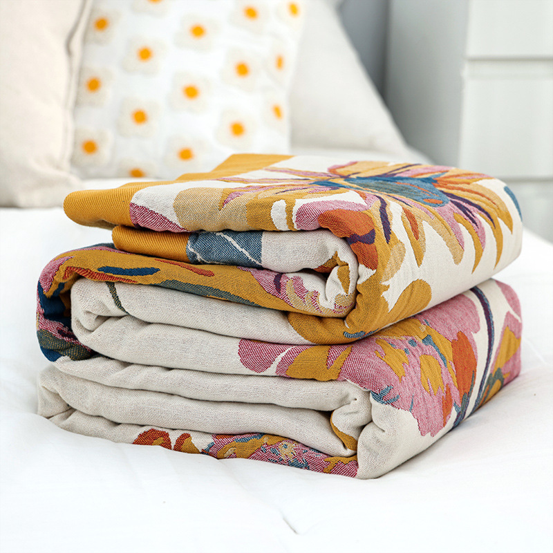 Cashmere Throw Blanket - Cobertor de algodão simples com musselina